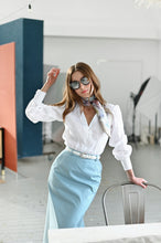 Загрузить изображение в средство просмотра галереи, Блуза с пышным рукавом без воротника