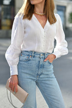 Загрузить изображение в средство просмотра галереи, Блуза с пышным рукавом без воротника